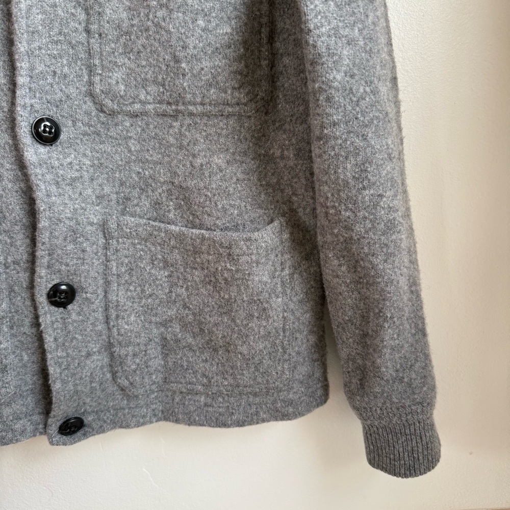 J. Crew Lambswool Grey Button Front Collared Barn… - image 3